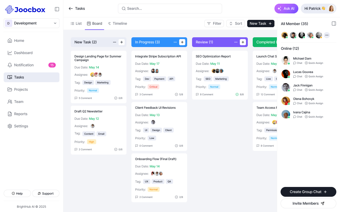 Joocbox dashboard interface preview